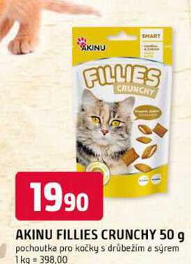 AKINU FILLIES CRUNCHY 50 g pochoutka pro kočky s drůbežím a sýrem