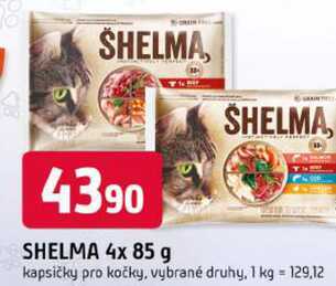 SHELMA 4x 85 g kapsičky pro kočky, vybrané druhy