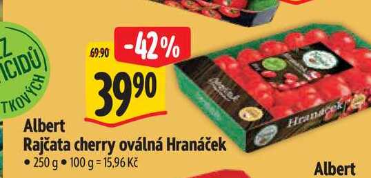  Albert  Rajčata cherry oválná Hranáček 250 g 