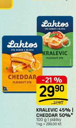 KRALEVIC 45% | CHEDDAR 50% 100 g | plátky