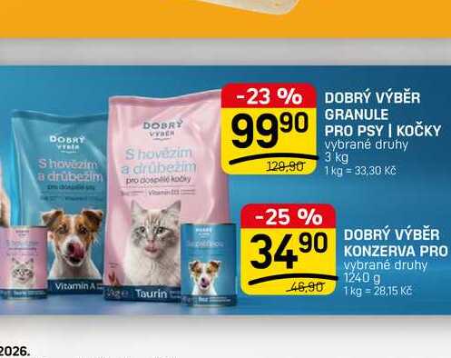 DOBRÝ VÝBĚR GRANULE PRO PSY | KOČKY vybrané druhy 3 kg