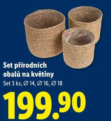 Set přírodních obalů na květiny, Set 3 ks