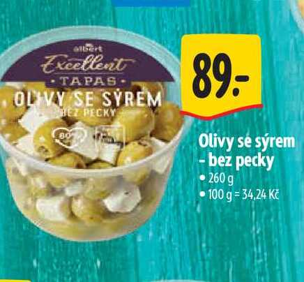 Olivy sé sýrem - bez pecky 260 g