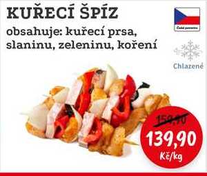 KUŘECÍ ŠPÍZ obsahuje: kuřecí prsa, slaninu, zeleninu, koření 1kg 