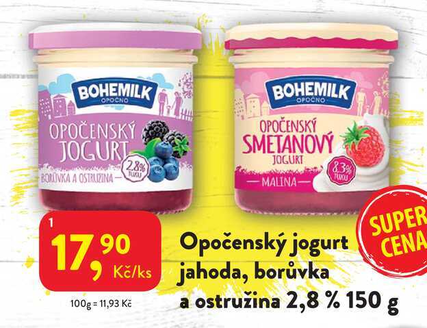 BOHEMILK OPOČNO OPOČENSKÝ SMETANOVÝ JOGURT 150 g