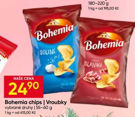 Bohemia chips Vroubky vybrané druhy 55-60 g
