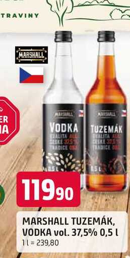 MARSHALL TUZEMÁK, VODKA vol. 37,5% 0,5 l 
