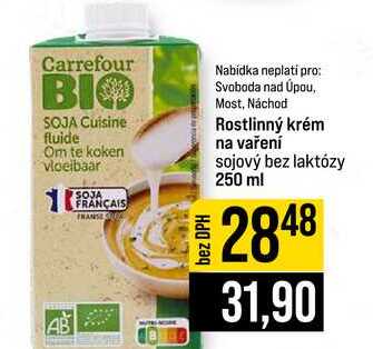 Rostlinný krém na vaření sojový bez laktózy 250 ml