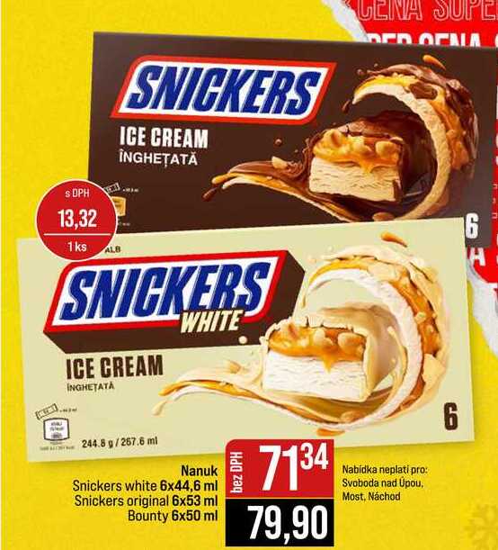 Nanuk Snickers white 6x44,6 ml Snickers original 6x53 ml Bounty 6x50 ml 
