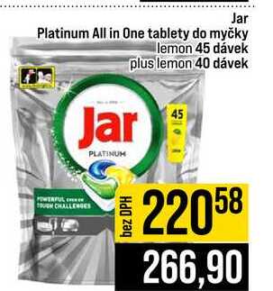 Jar Platinum All in One tablety do myčky lemon 45 dávek plus lemon 40 dávek