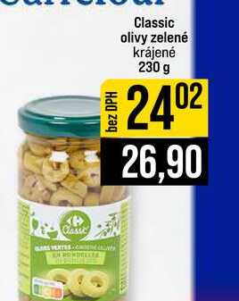 Classic olivy zelené krájené 230 g 