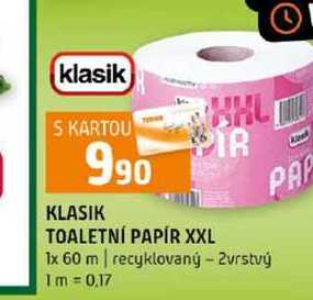 KLASIK TOALETNÍ PAPÍR XXL 1x 60 m recyklovaný 2vrstvý