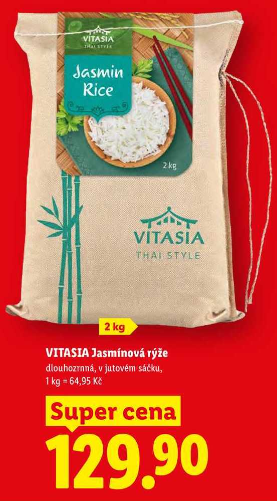VITASIA Jasmínová rýže, dlouhozrnná, v jutovém sáčku, 1 kg