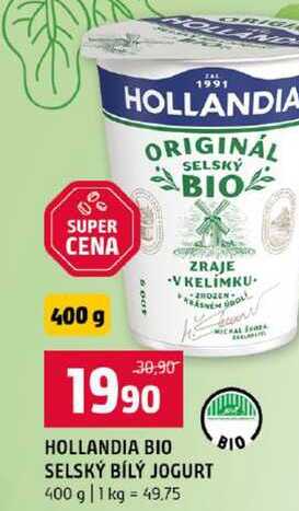 HOLLANDIA BIO SELSKÝ BÍLÝ JOGURT 400 g