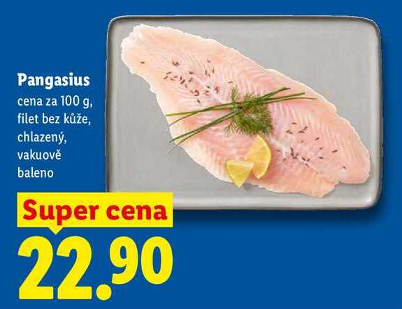 Pangasius, cena za 100 g, filet bez kůže