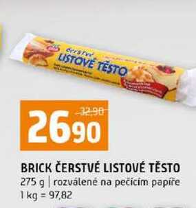 BRICK ČERSTVÉ LISTOVÉ TĚSTO 275 g rozválené na pečícím papíře