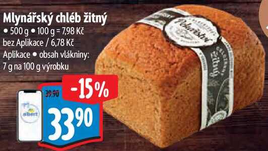 Mlynářský chléb žitný, 500 g 
