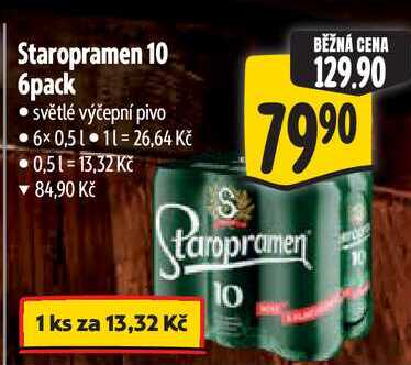 Staropramen 10 6pack, 6x 0,5 l v akci