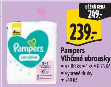 Pampers Vlhčené ubrousky, 4x 80 ks
