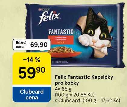 Felix Fantastic Kapsičky pro kočky, 4× 85 g