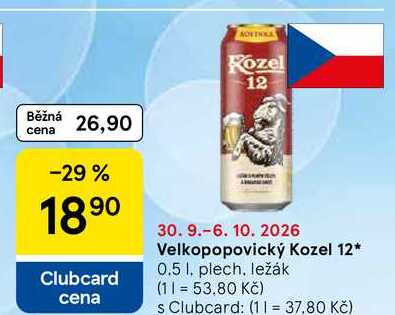 Velkopopovický Kozel 12, 0.5 l, plech, ležák