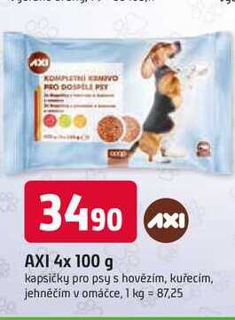 AXI 4x 100 g AXI kapsičky pro psy s hovězím, kuřecím, jehněčím v omáčce