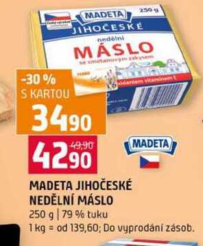 MADETA JIHOČESKÉ NEDĚLNÍ MÁSLO 250 g 79% tuku 