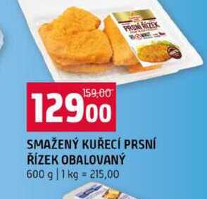 SMAŽENÝ KUŘECÍ PRSNÍ ŘÍZEK OBALOVANÝ 600 g