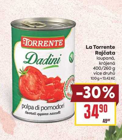 La Torrente Rajčata loupaná, krájená 400/260 g