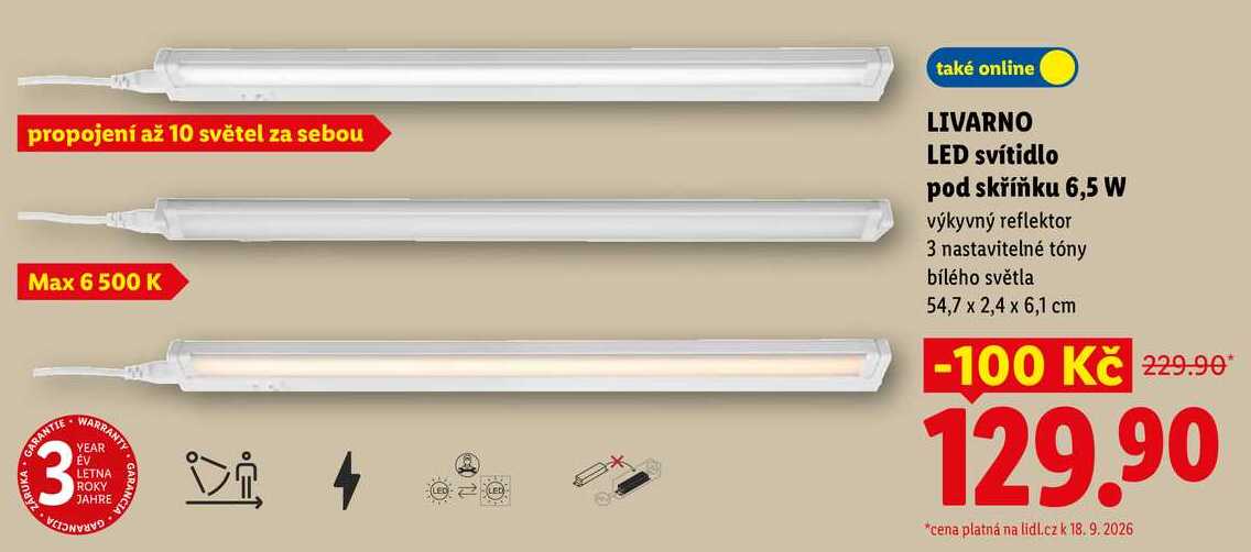 LIVARNO LED svítidlo pod skříňku 6,5 W