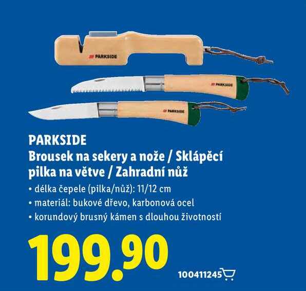 PARKSIDE Brousek na sekery a nože / Sklápěcí pilka na větve / Zahradní nůž