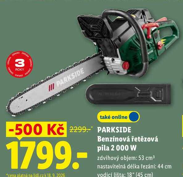 PARKSIDE Benzínová řetězová pila 2 000 W