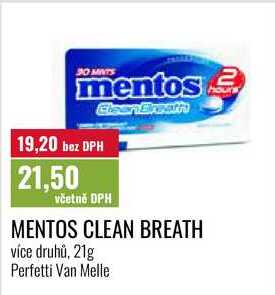 MENTOS CLEAN BREATH, více druhů, 21g
