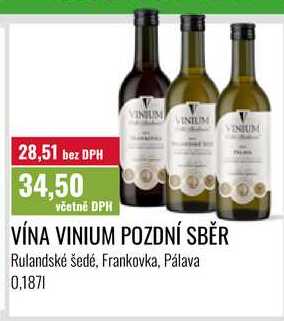 VÍNA VINIUM POZDNÍ SBĚR, 0,1871
