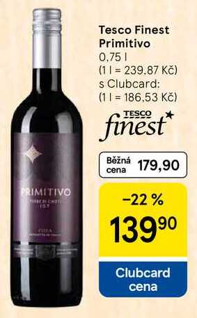 Tesco Finest Primitivo, 0,75 l