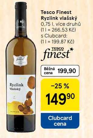 Ryzlink Vlašský Tesco Finest Ryzlink vlašský, 0.75 l