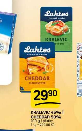 KRALEVIC 45% | CHEDDAR 50% 100 g | plátky