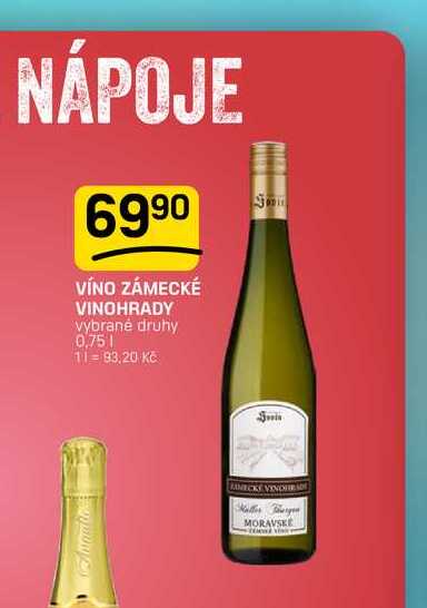 VÍNO ZÁMECKÉ VINOHRADY vybrané druhy 0,75l