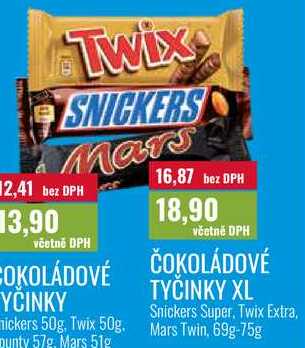 ČOKOLÁDOVÉ TYČINKY XL, 69g-75g