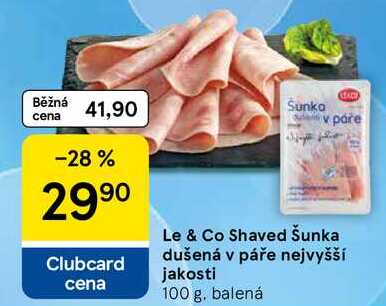 Le & Co Shaved Šunka dušená v páře nejvyšší jakosti, 100 g