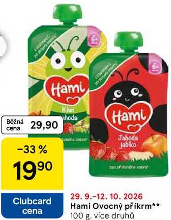 Hami Ovocný příkrm, 100 g, více druhů