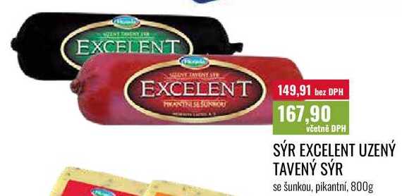 SÝR EXCELENT UZENÝ TAVENÝ SÝR se šunkou, pikantní, 800g 