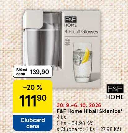 F&F Home Hiball Sklenice, 4 ks