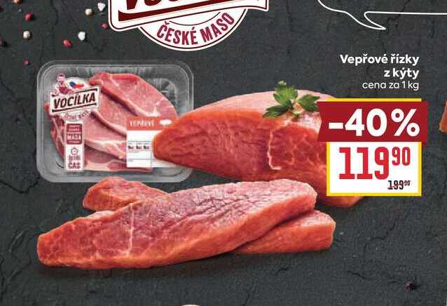 Vepřové řízky z kýty cena za 1 kg