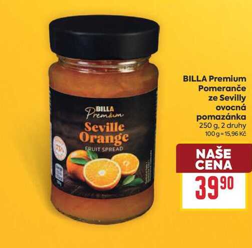 BILLA Premium Pomeranče ze Sevilly ovocná pomazánka 250 g