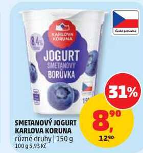 SMETANOVÝ JOGURT KARLOVA KORUNA různé druhy, 150 g 