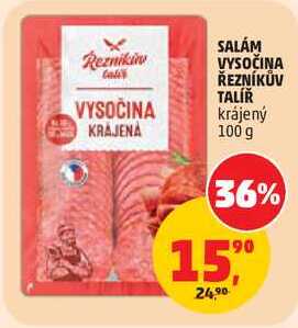 SALÁM VYSOČINA ŘEZNÍKŮV TALÍŘ krájený, 100 g 