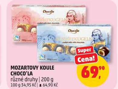 MOZARTOVY KOULE CHOCO'LA různé druhy, 200 g 