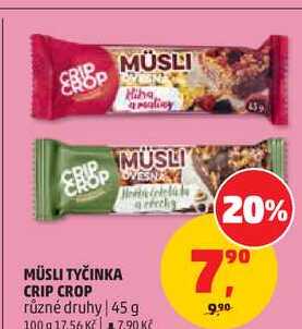 MÜSLI TYČINKA CRIP CROP různé druhy, 45 g