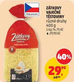ZÁTKOVY VAJEČNÉ TĚSTOVINY různé druhy, 400 g